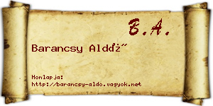 Barancsy Aldó névjegykártya
